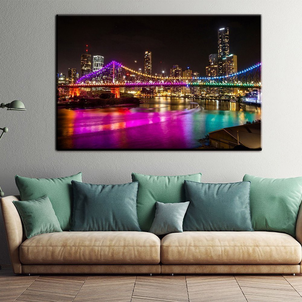 Stampa Quadro Canvas su Tela Retroilluminata con luce a LED The Story Bridge N109