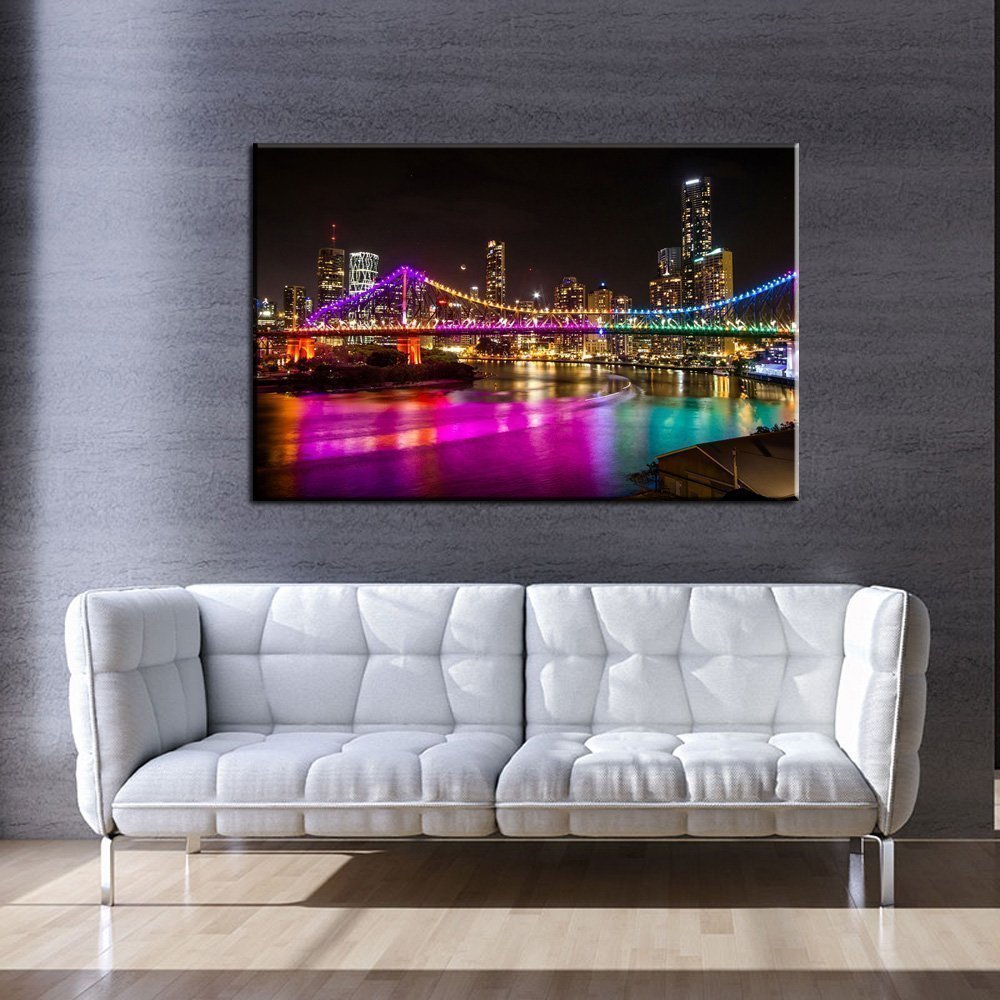 Stampa Quadro Canvas su Tela Retroilluminata con luce a LED The Story Bridge N109