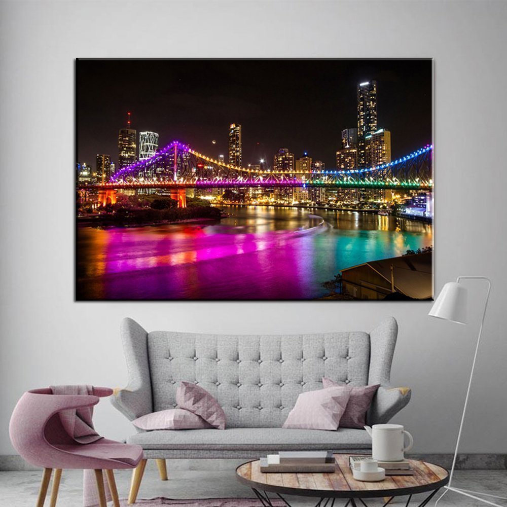 Stampa Quadro Canvas su Tela Retroilluminata con luce a LED The Story Bridge N109