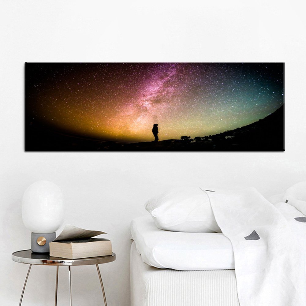 Stampa Quadro Canvas su Tela con luce a LED Pianeti Terra, Sole e Luna N121