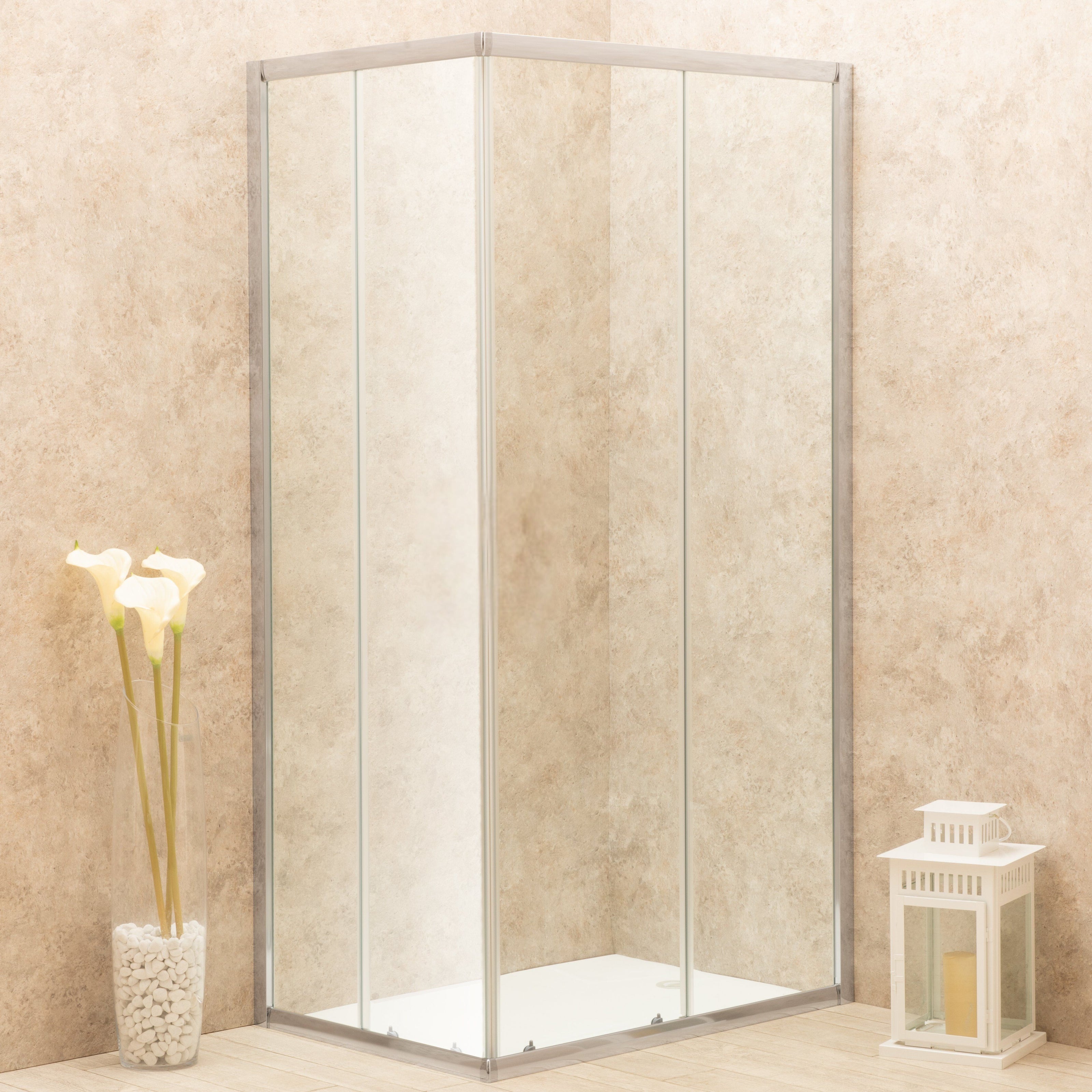 Cabina Doccia Regolabile Reversibile 83x119cm Vetro 6mm Trasparente