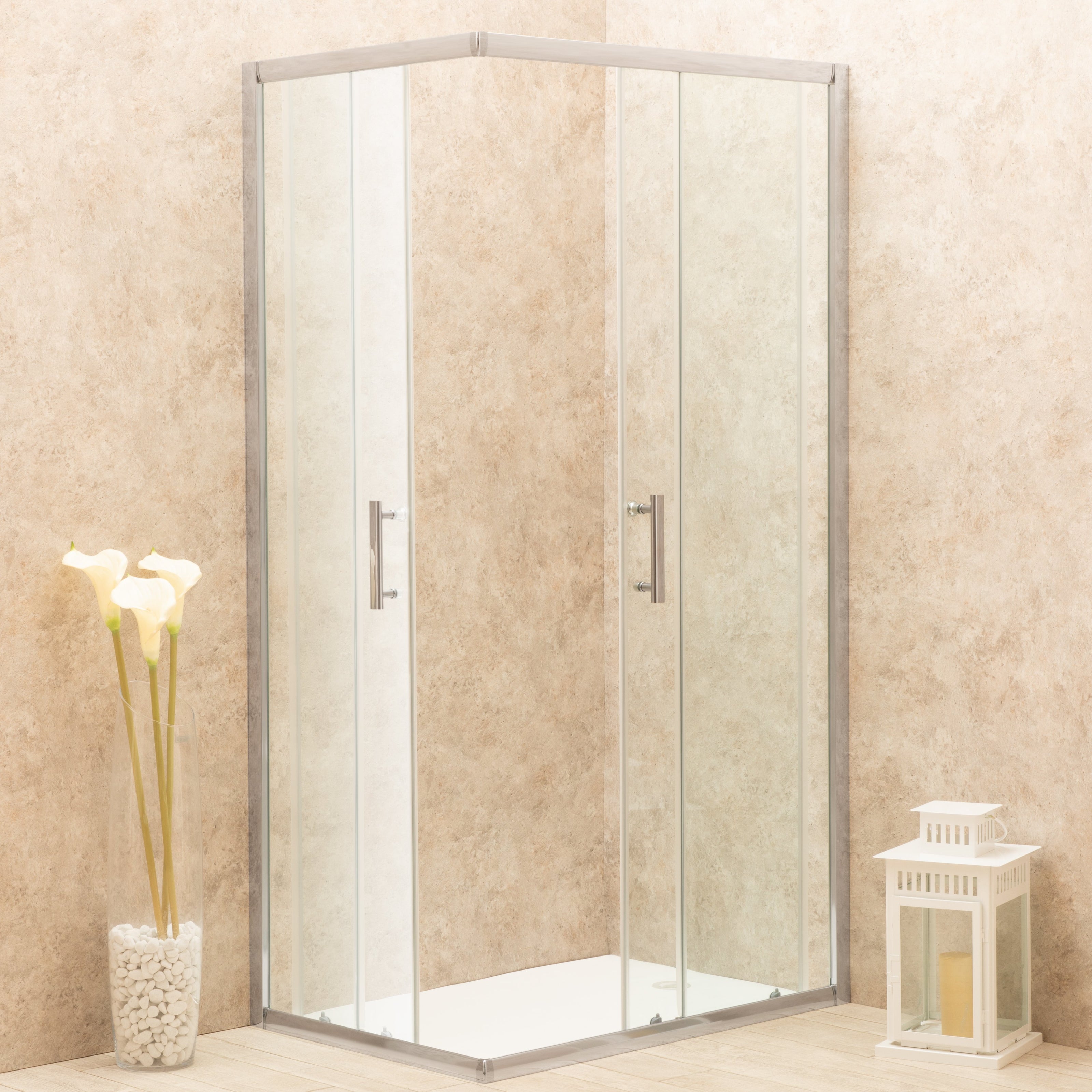 Cabina Doccia Regolabile Reversibile 86x119cm Vetro 6mm Trasparente