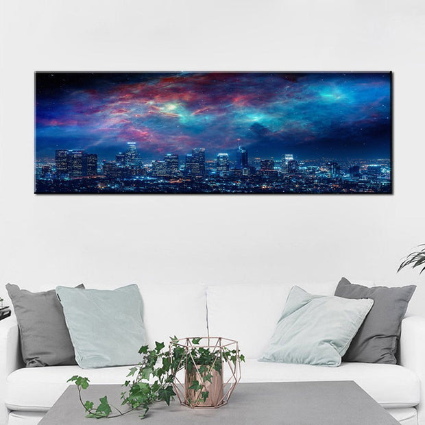Stampa Quadro Canvas su Tela con luce a LED Paesaggio Urbano N123