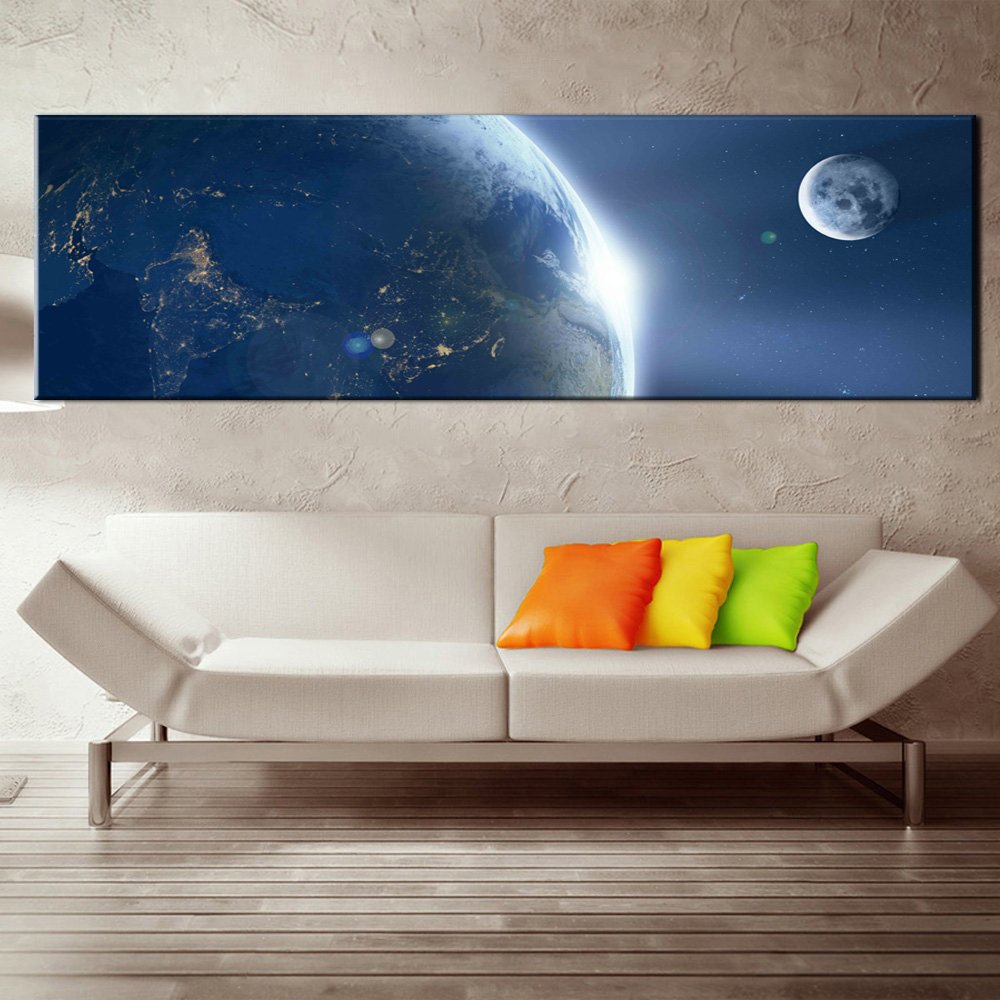 Stampa Quadro Canvas su Tela con luce a LED Paesaggio Spaziale N124