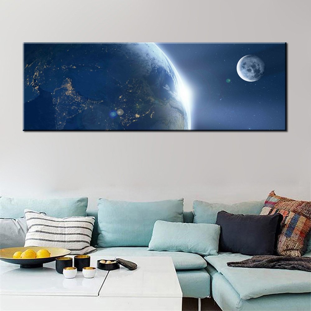 Stampa Quadro Canvas su Tela con luce a LED Paesaggio Spaziale N124