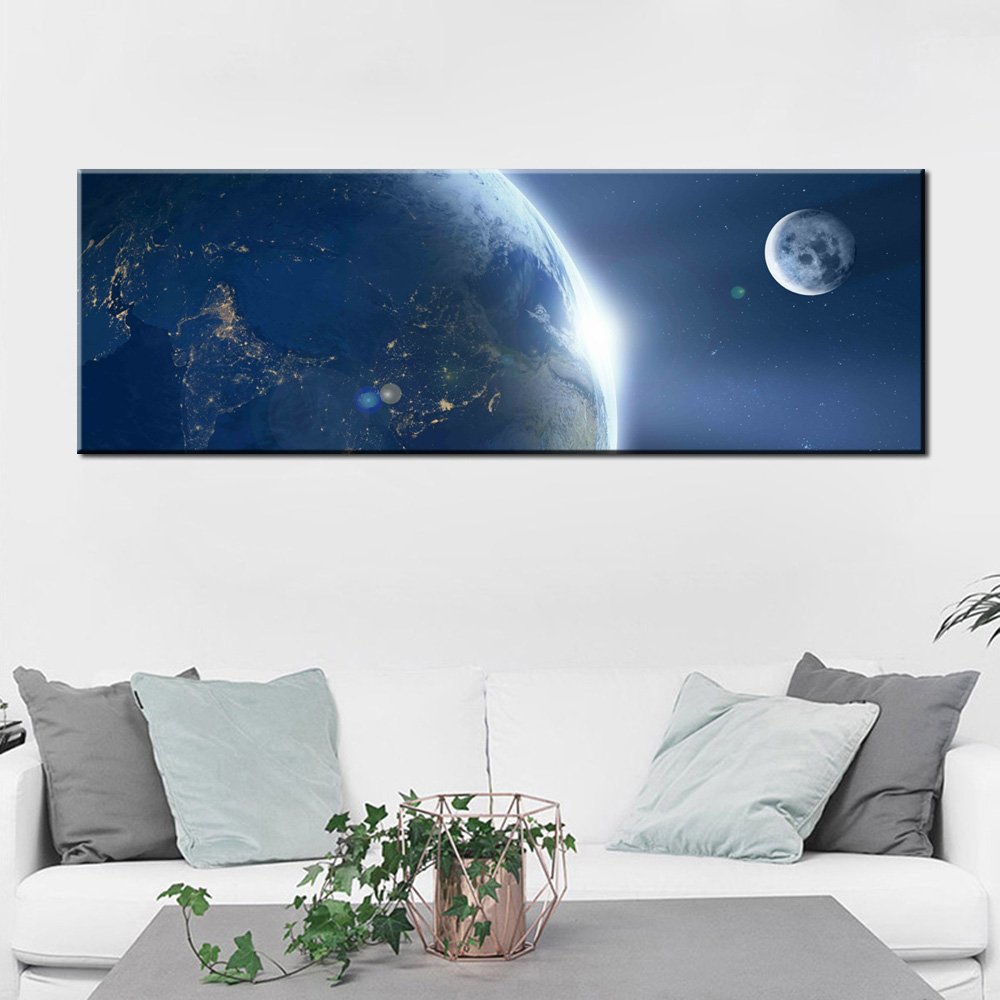 Stampa Quadro Canvas su Tela con luce a LED Paesaggio Spaziale N124