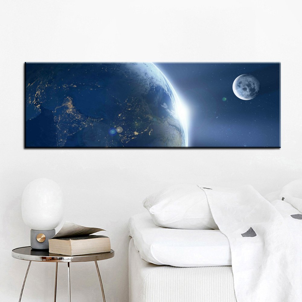 Stampa Quadro Canvas su Tela con luce a LED Paesaggio Spaziale N124