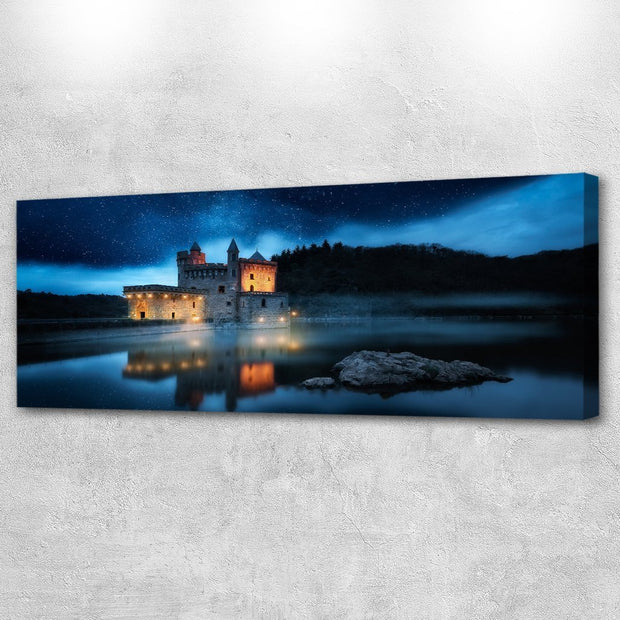 Stampa Quadro Canvas su Tela con luce a LED Castello Illuminato N125