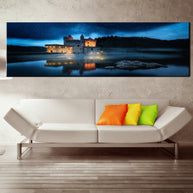 Stampa Quadro Canvas su Tela con luce a LED Castello Illuminato N125