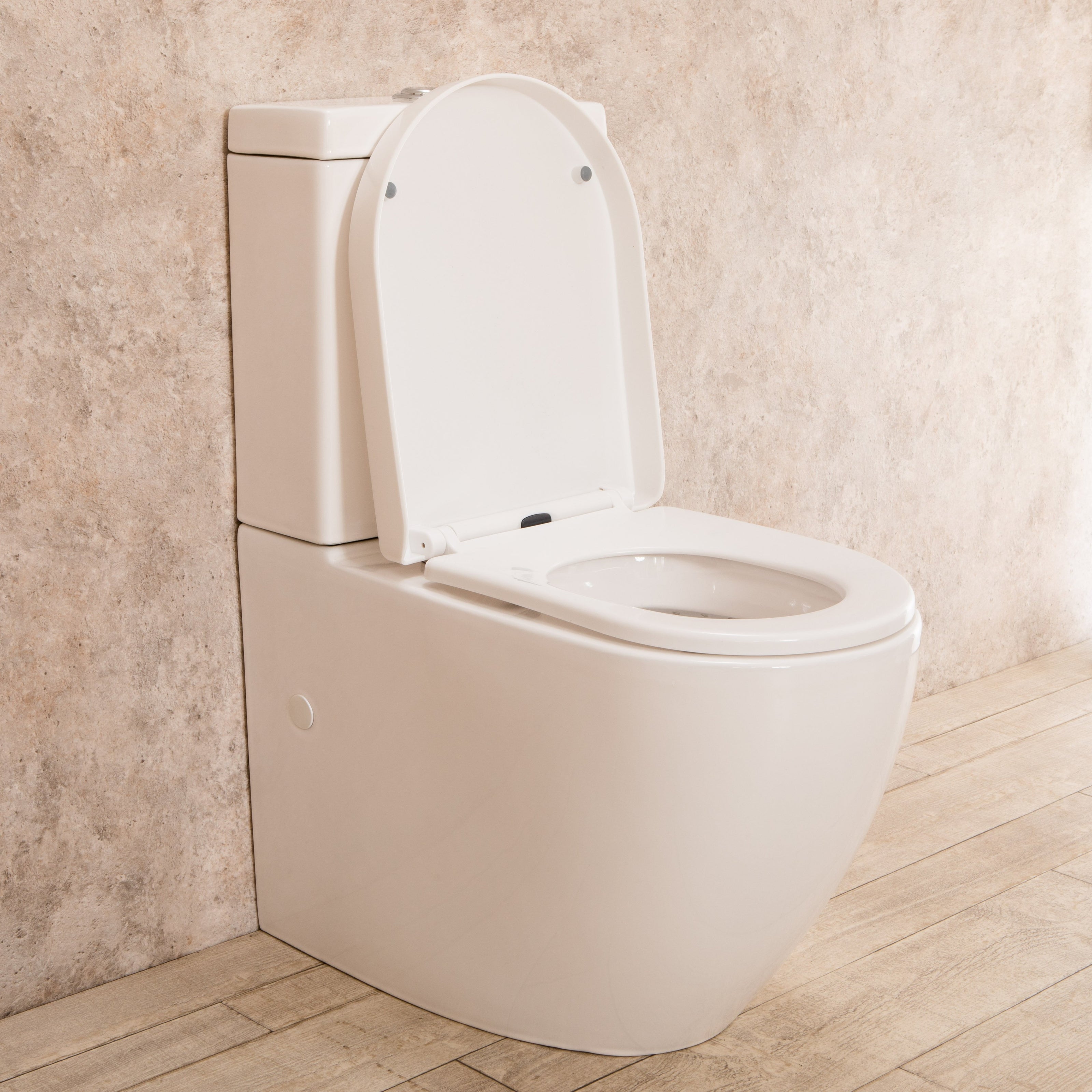 WC con Cassetta Esterna Vortix Senza Brida con Sedile e Copri Vaso L34xP61xA81cm