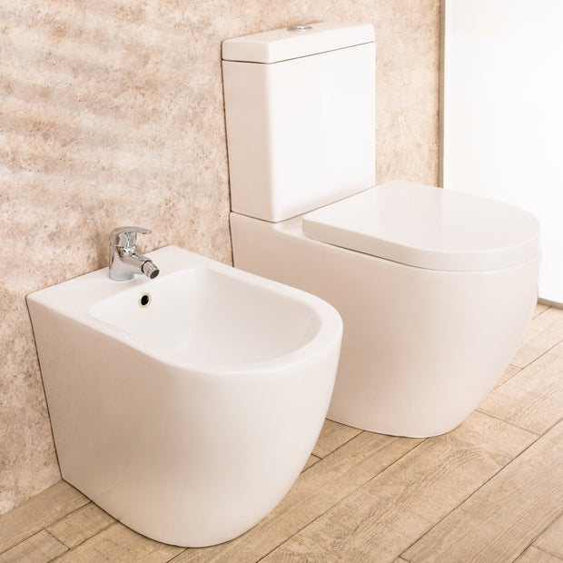 Sanitari con cassetta esterna Vortix Wc Senza Brida con Tavoletta e Bidet