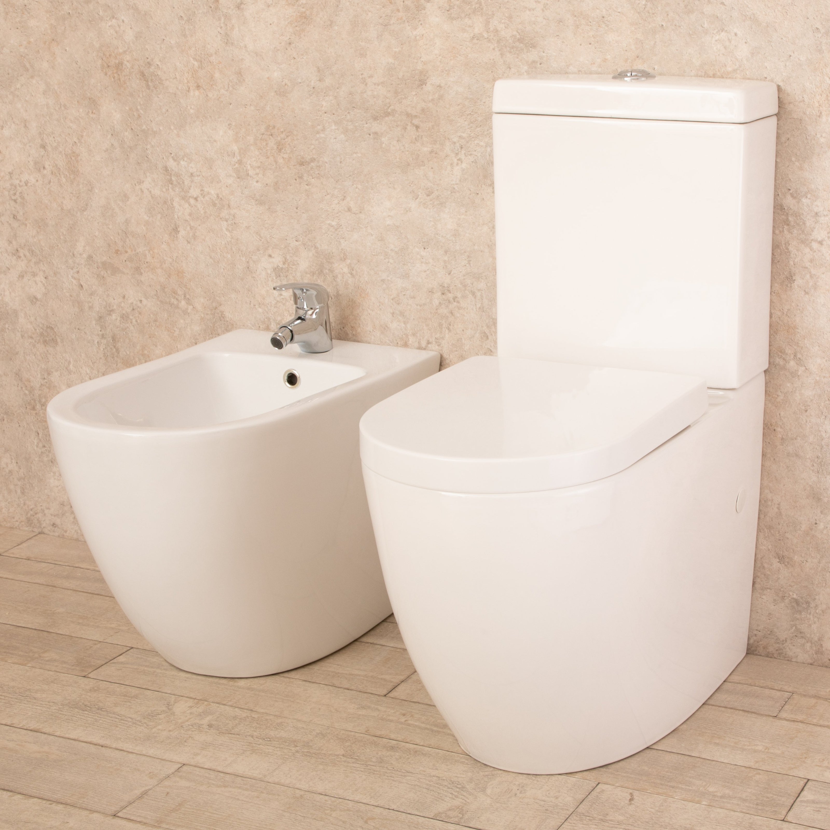 Sanitari con cassetta esterna Vortix Wc Senza Brida con Tavoletta e Bidet