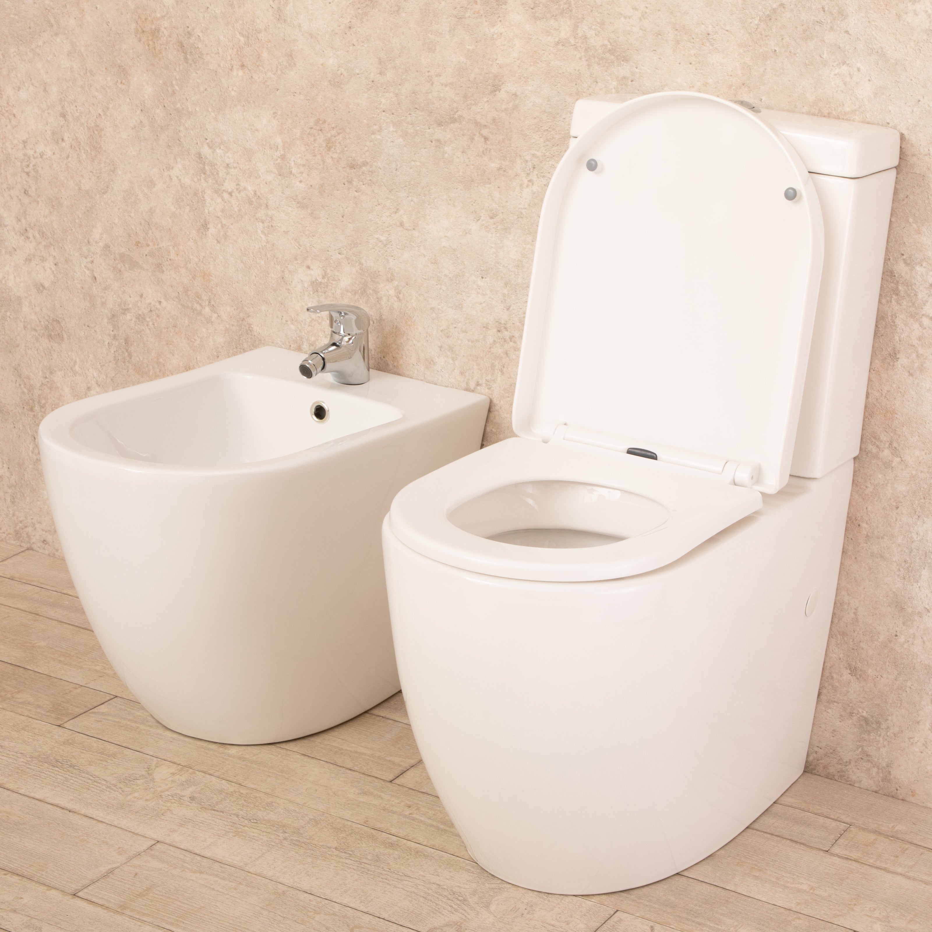 Sanitari con cassetta esterna Vortix Wc Senza Brida con Tavoletta e Bidet