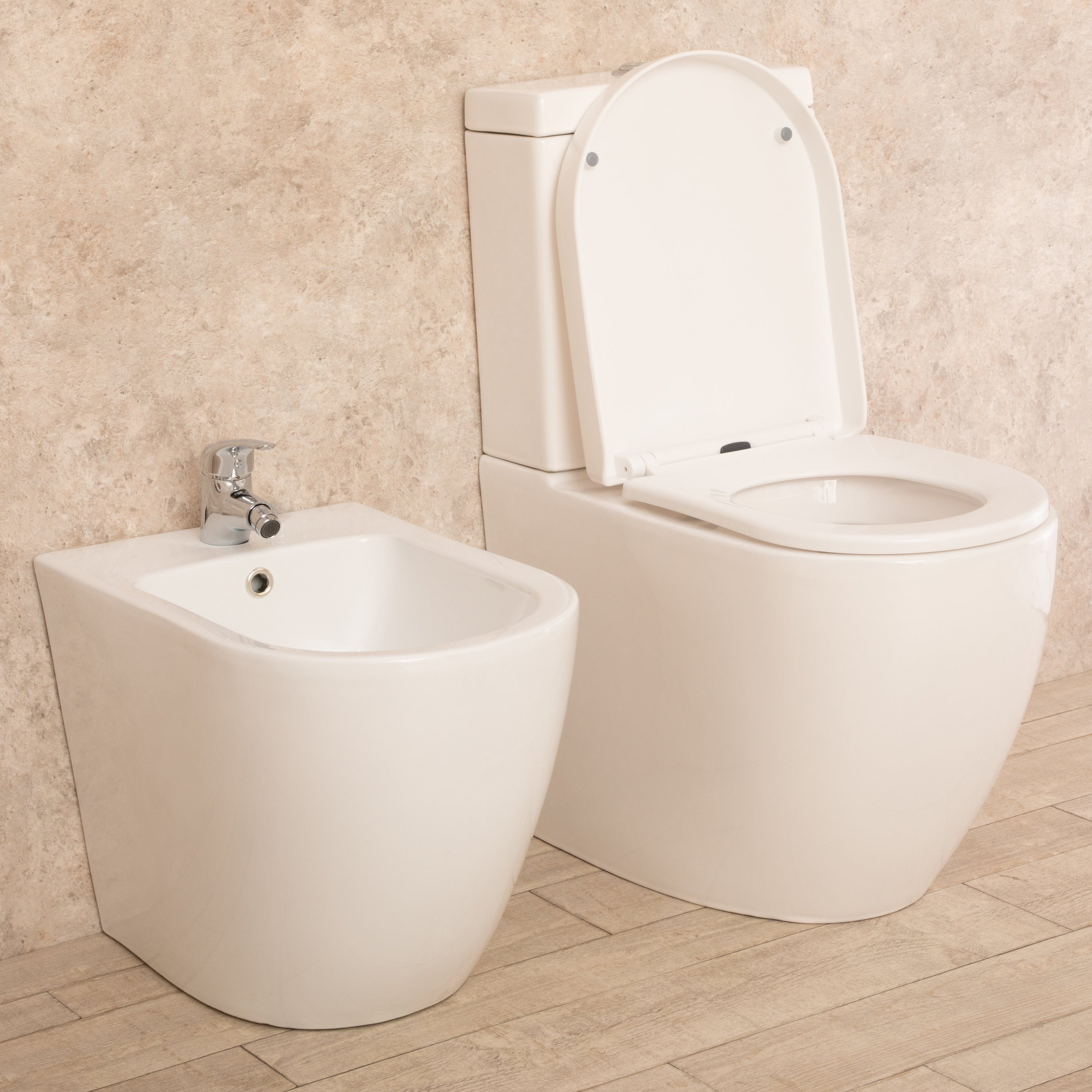 Sanitari con cassetta esterna Vortix Wc Senza Brida con Tavoletta e Bidet