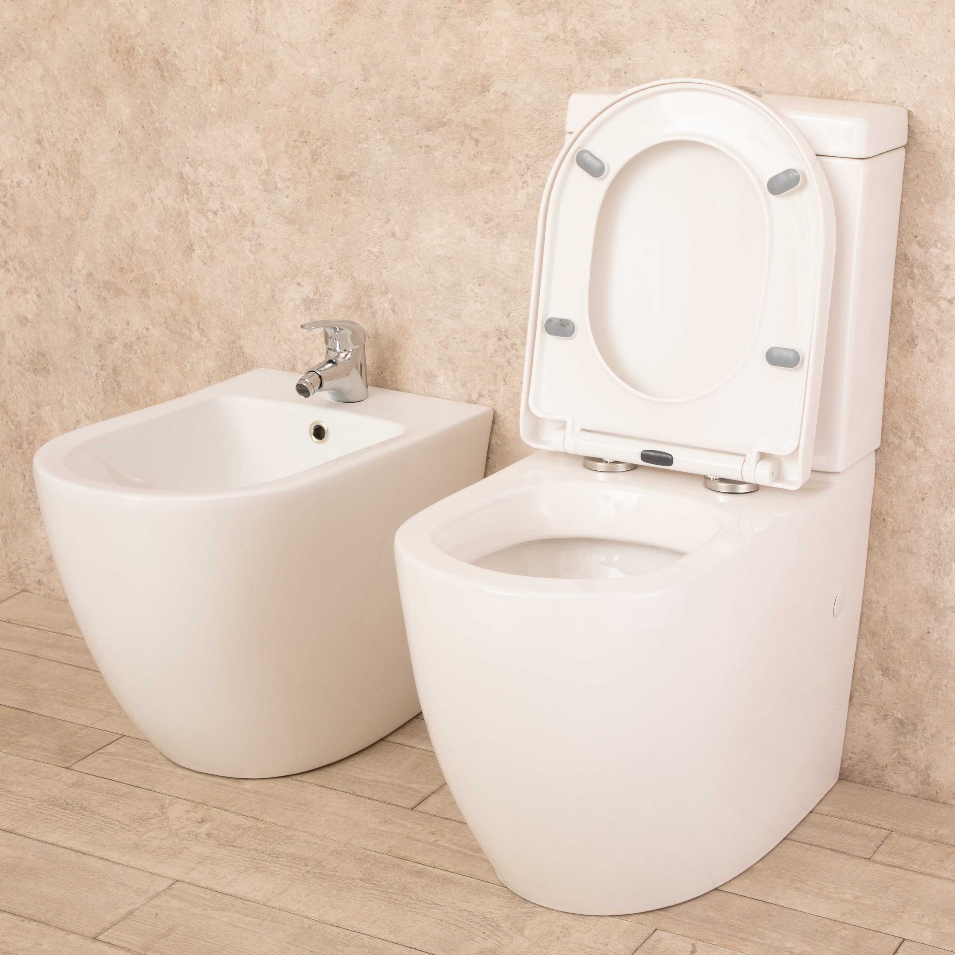 Sanitari con cassetta esterna Vortix Wc Senza Brida con Tavoletta e Bidet
