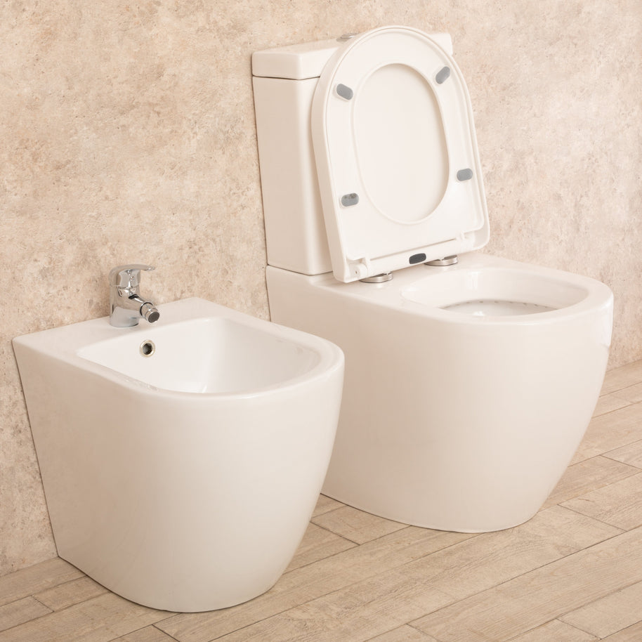 Sanitari con cassetta esterna Vortix Wc Senza Brida con Tavoletta e Bidet