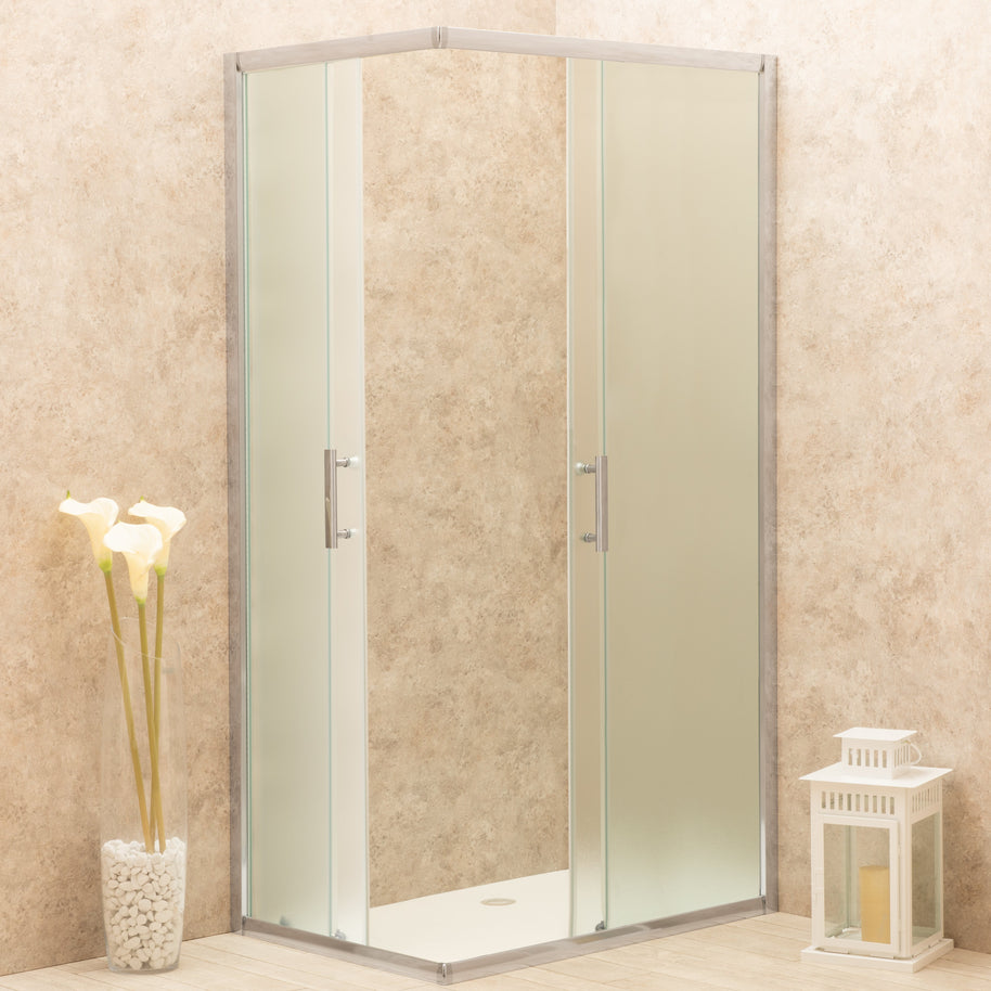 Doccia Regolabile 82x119cm Reversibile Vetri Satinati 6mm Telaio Alluminio