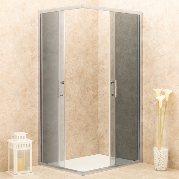 Doccia 71x100cm Regolabile Reversibile Vetri Fume' 6mm Telaio in Alluminio