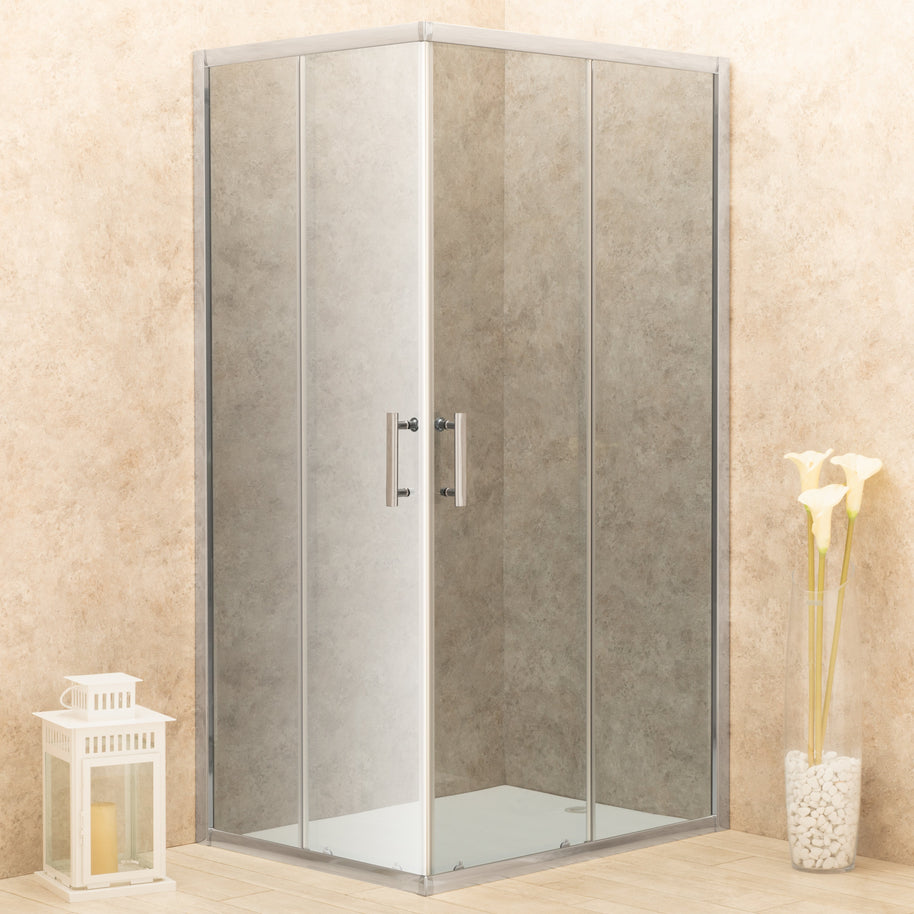 Doccia 81x108cm Regolabile Reversibile Vetri Fume' 6mm Telaio in Alluminio