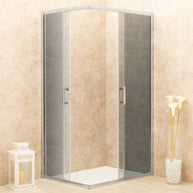 Doccia 82x113cm Regolabile Reversibile Vetri Fume' 6mm Telaio in Alluminio