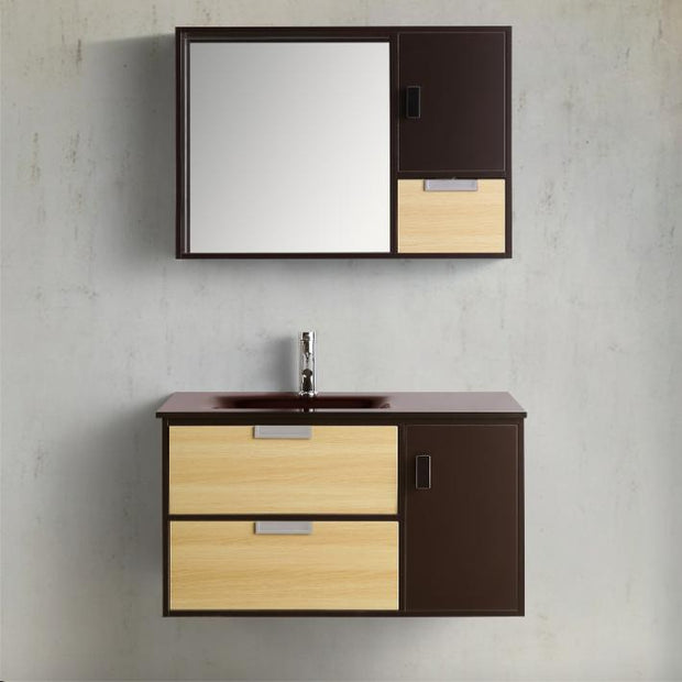 Mobile Arredo Bagno Dante 90 cm Bicolore Sospeso Moderno Contemporaneo
