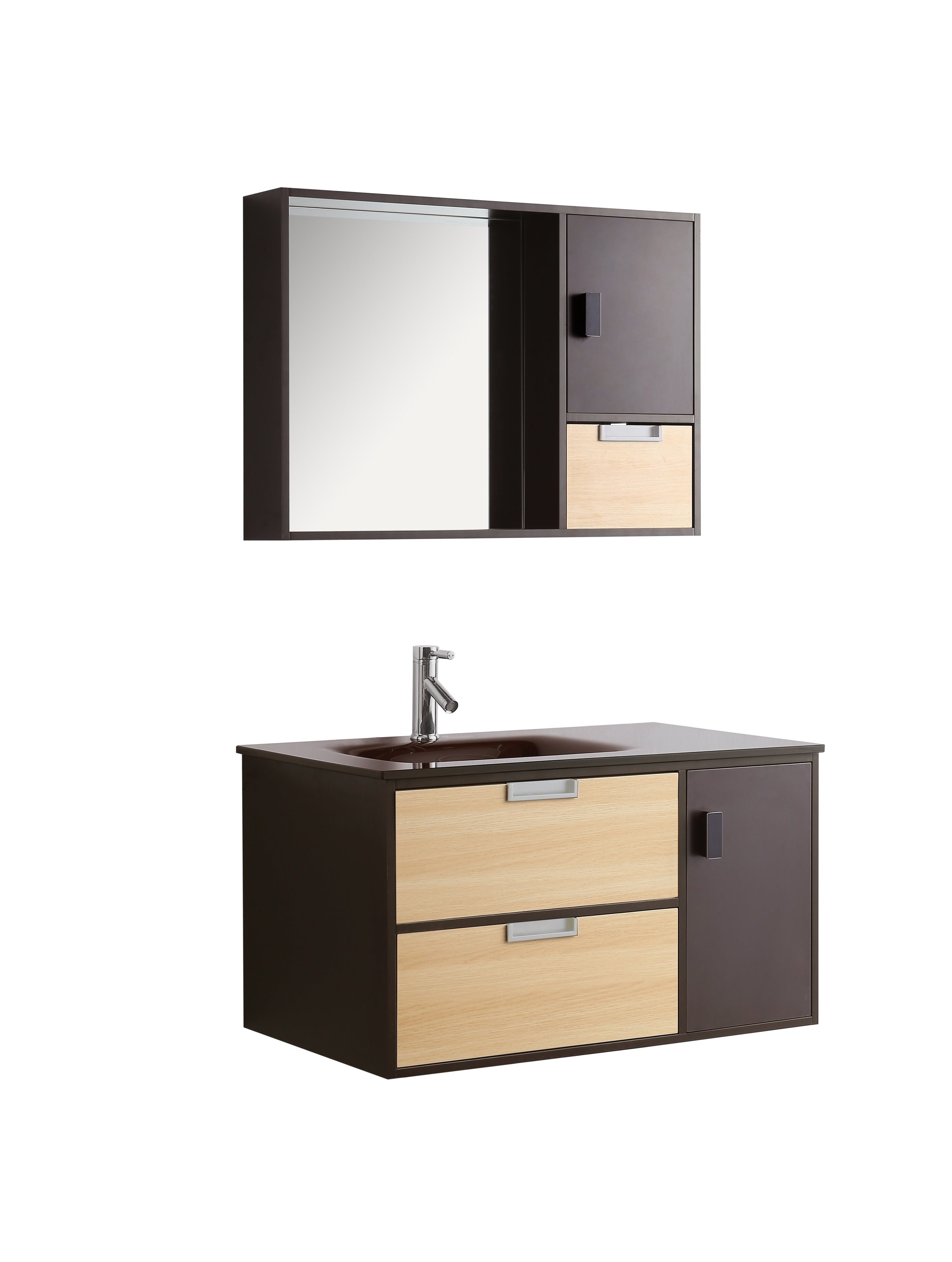 Mobile Arredo Bagno Dante 90 cm Bicolore Sospeso Moderno Contemporaneo