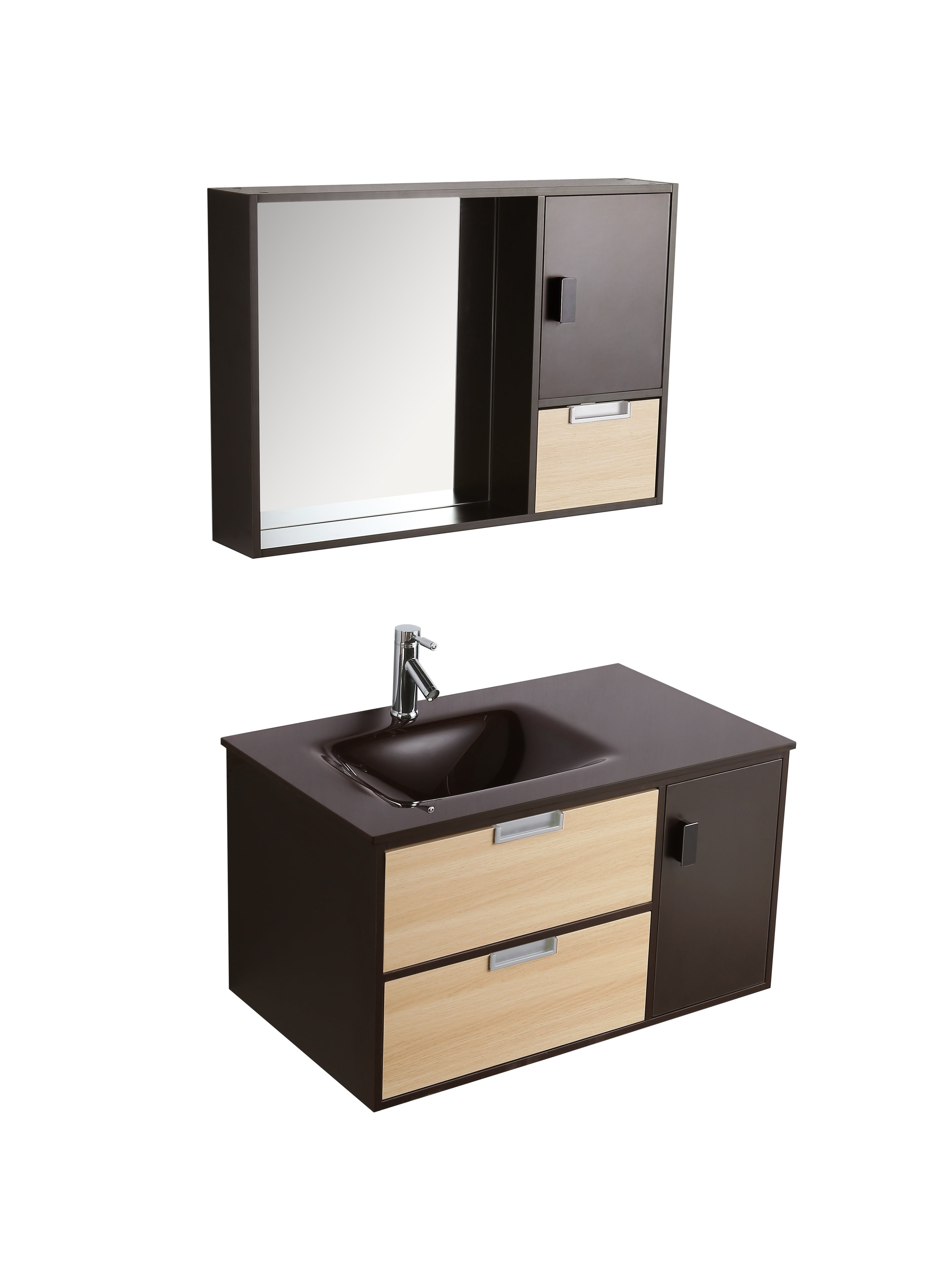 Mobile Arredo Bagno Dante 90 cm Bicolore Sospeso Moderno Contemporaneo