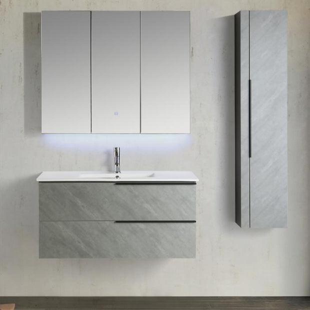 Mobile Arredo Bagno Pitagora 100 cm grigio Sospeso Moderno con Colonna