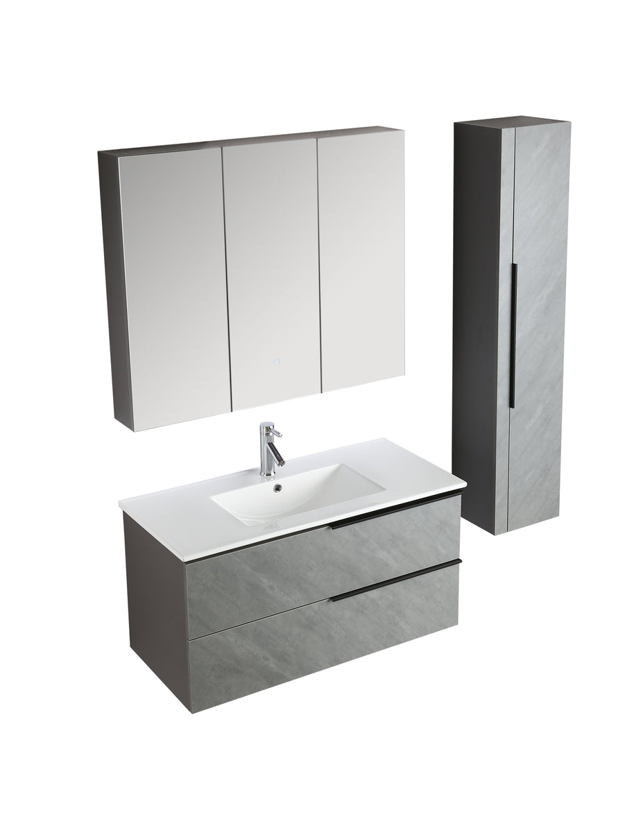 Mobile Arredo Bagno Pitagora 100 cm grigio Sospeso Moderno con Colonna