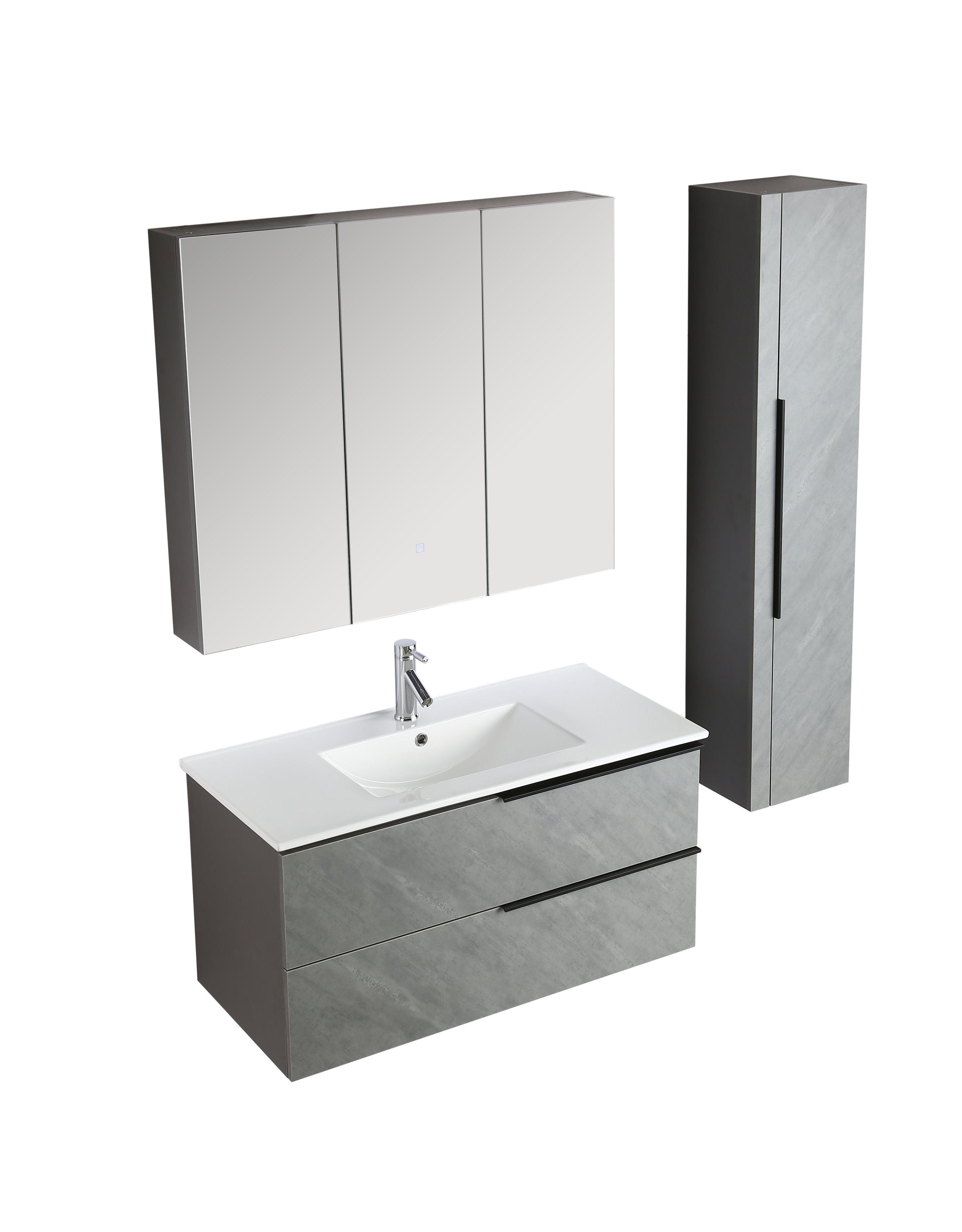Mobile Arredo Bagno Pitagora 100 cm grigio Sospeso Moderno con Colonna