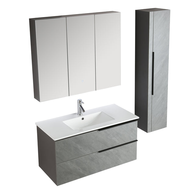 Mobile Arredo Bagno Pitagora 100 cm grigio Sospeso Moderno con Colonna