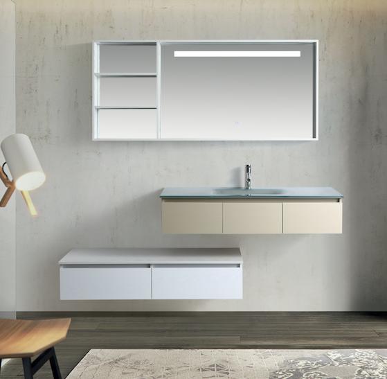 Mobile Arredo Bagno Socrate 120 cm Doppio Bicolore Sospeso Moderno