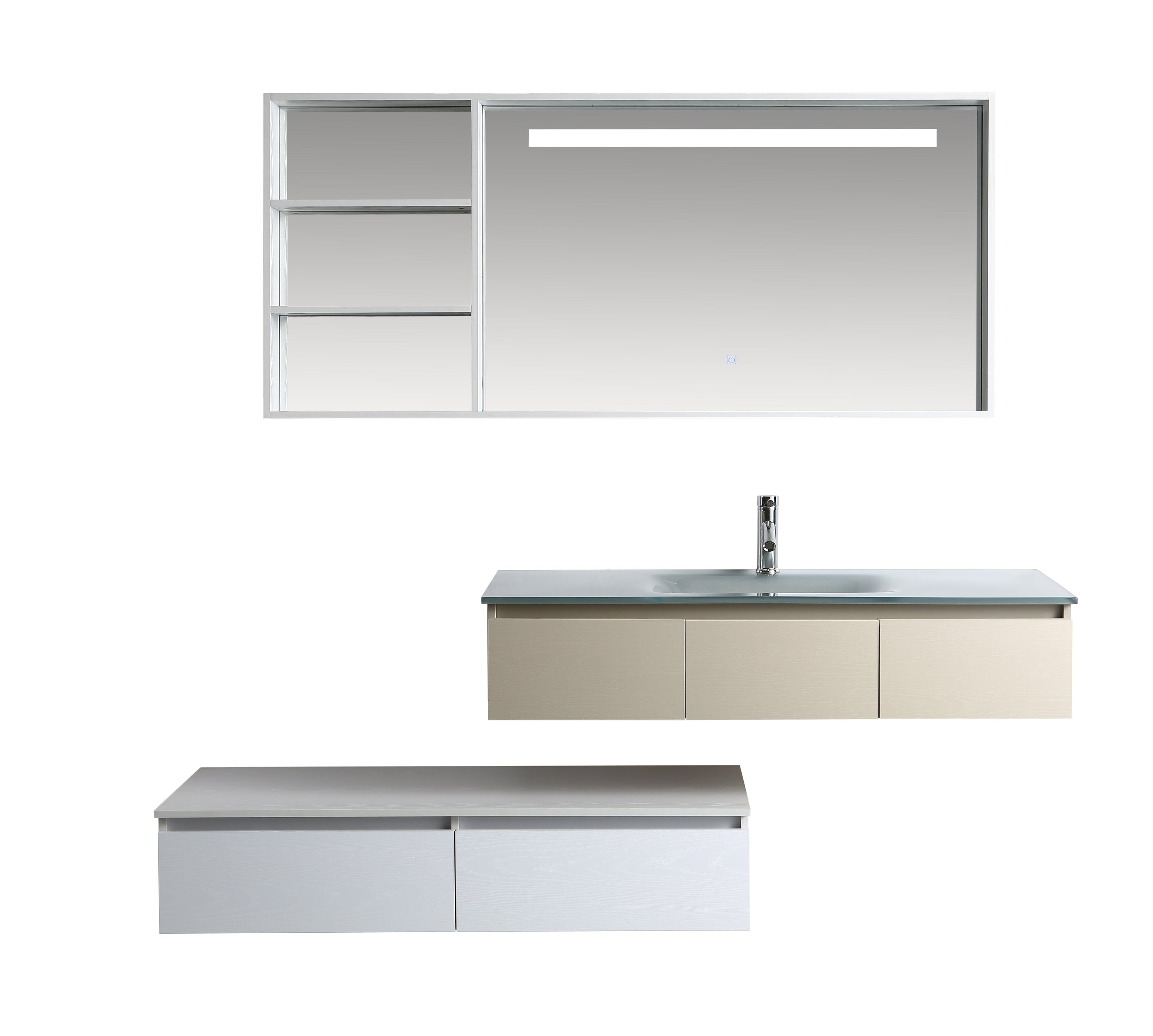 Mobile Arredo Bagno Socrate 120 cm Doppio Bicolore Sospeso Moderno