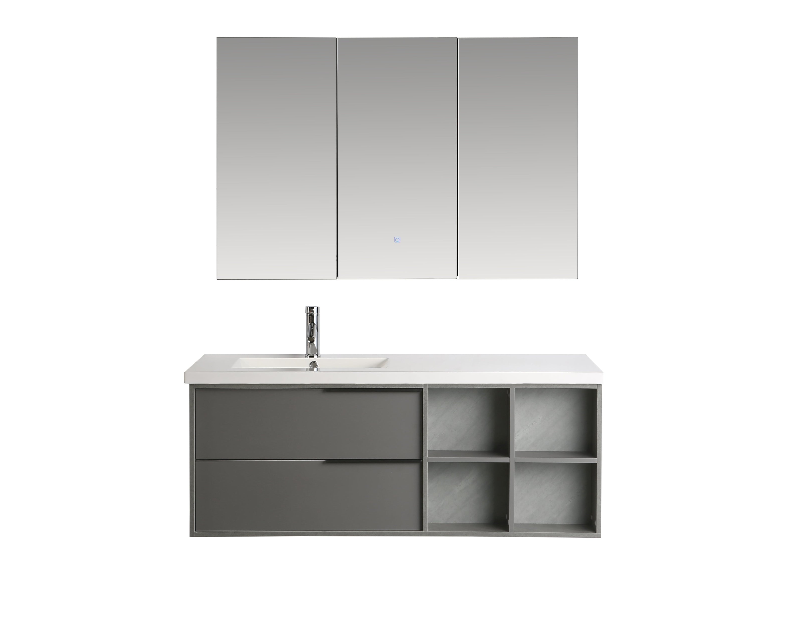 Mobile Arredo Bagno Marte 130 cm Grigio Sospeso Moderno Contemporaneo