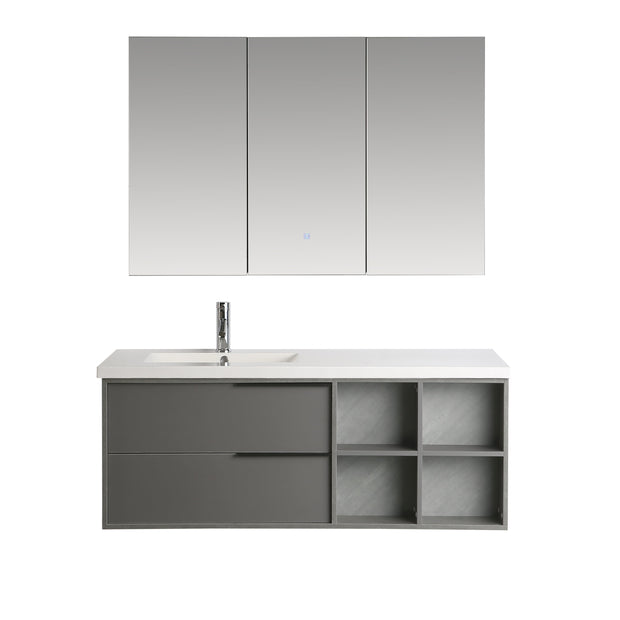 Mobile Arredo Bagno Marte 130 cm Grigio Sospeso Moderno Contemporaneo