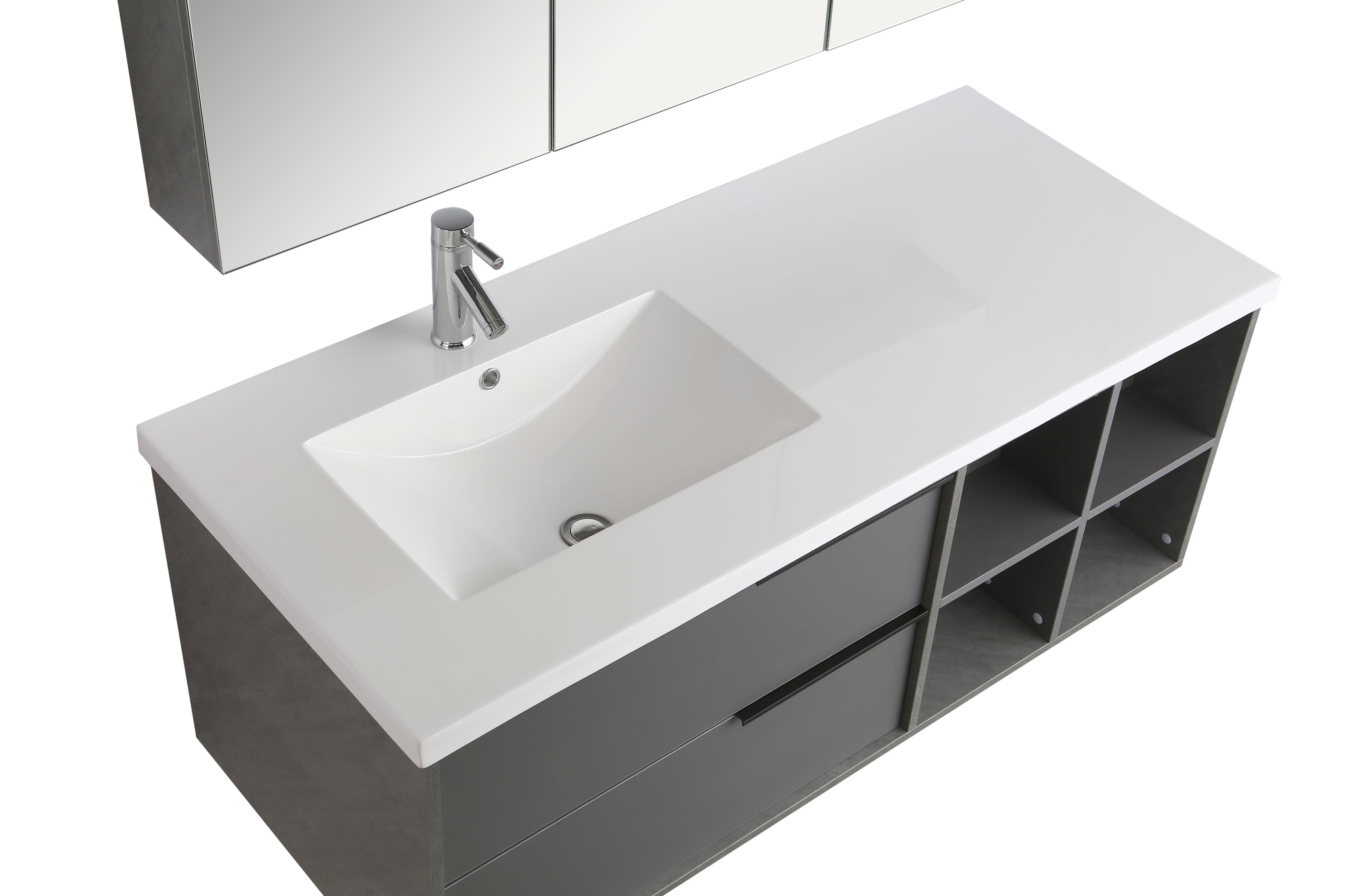 Mobile Arredo Bagno Marte 130 cm Grigio Sospeso Moderno Contemporaneo