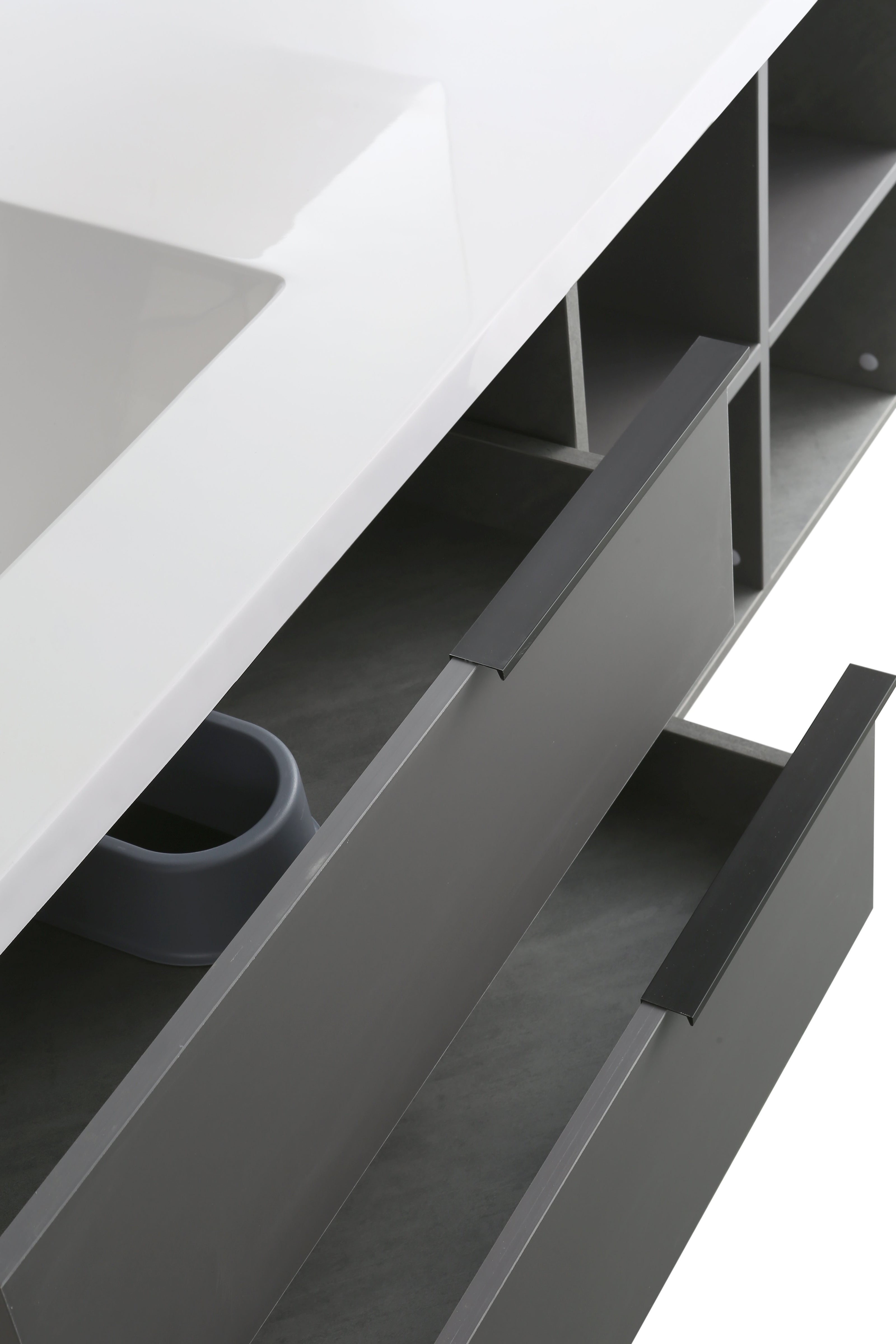 Mobile Arredo Bagno Marte 130 cm Grigio Sospeso Moderno Contemporaneo