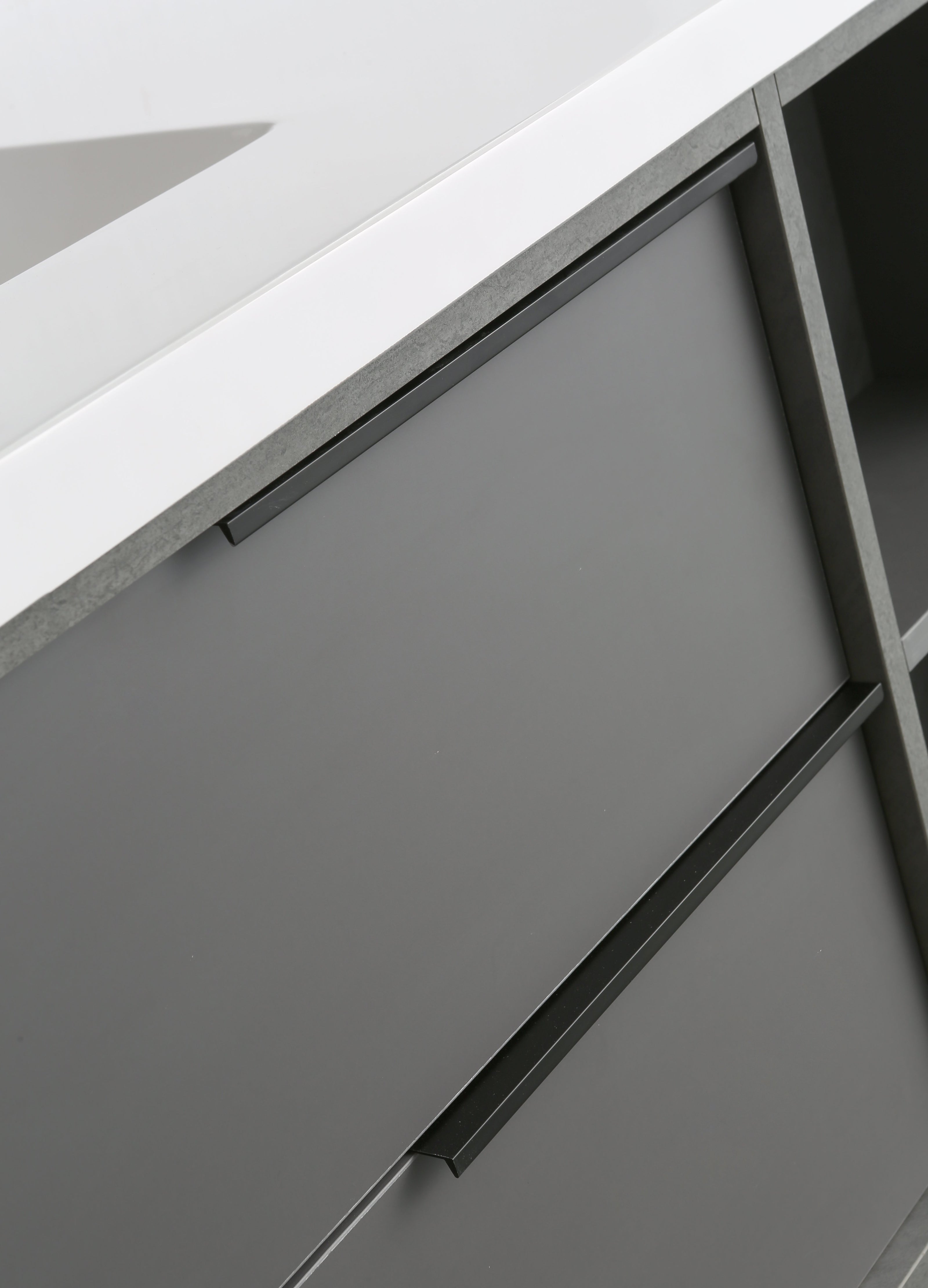 Mobile Arredo Bagno Marte 130 cm Grigio Sospeso Moderno Contemporaneo