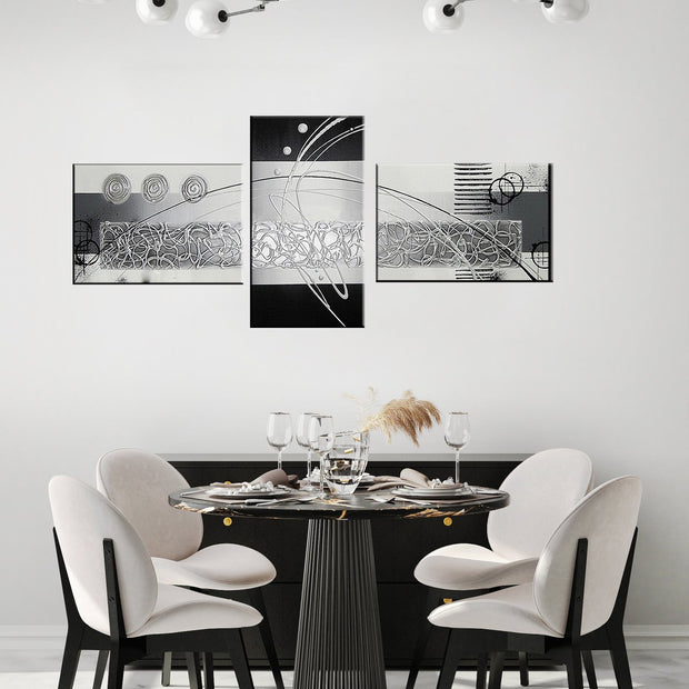 Quadro Moderno Dipinto a Mano su Tela Astratto a 3 Pannelli N56