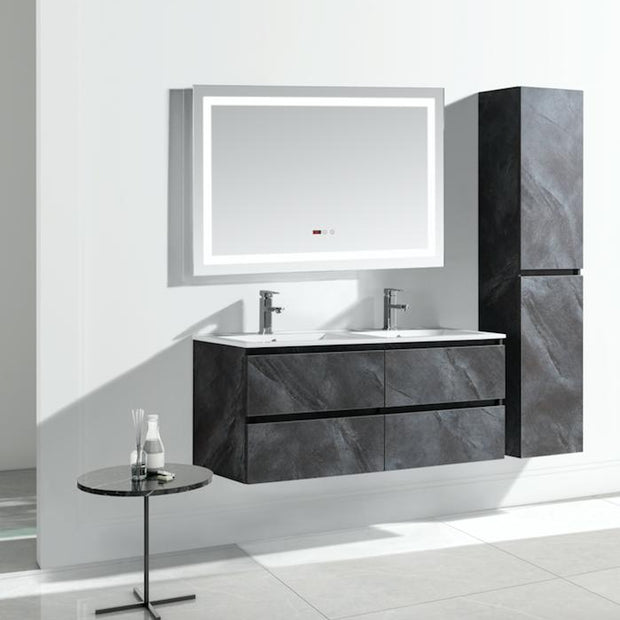 Set Mobile Arredo Bagno Roma Stone con Doppio Lavabo Color Grigio Antracite 120 cm