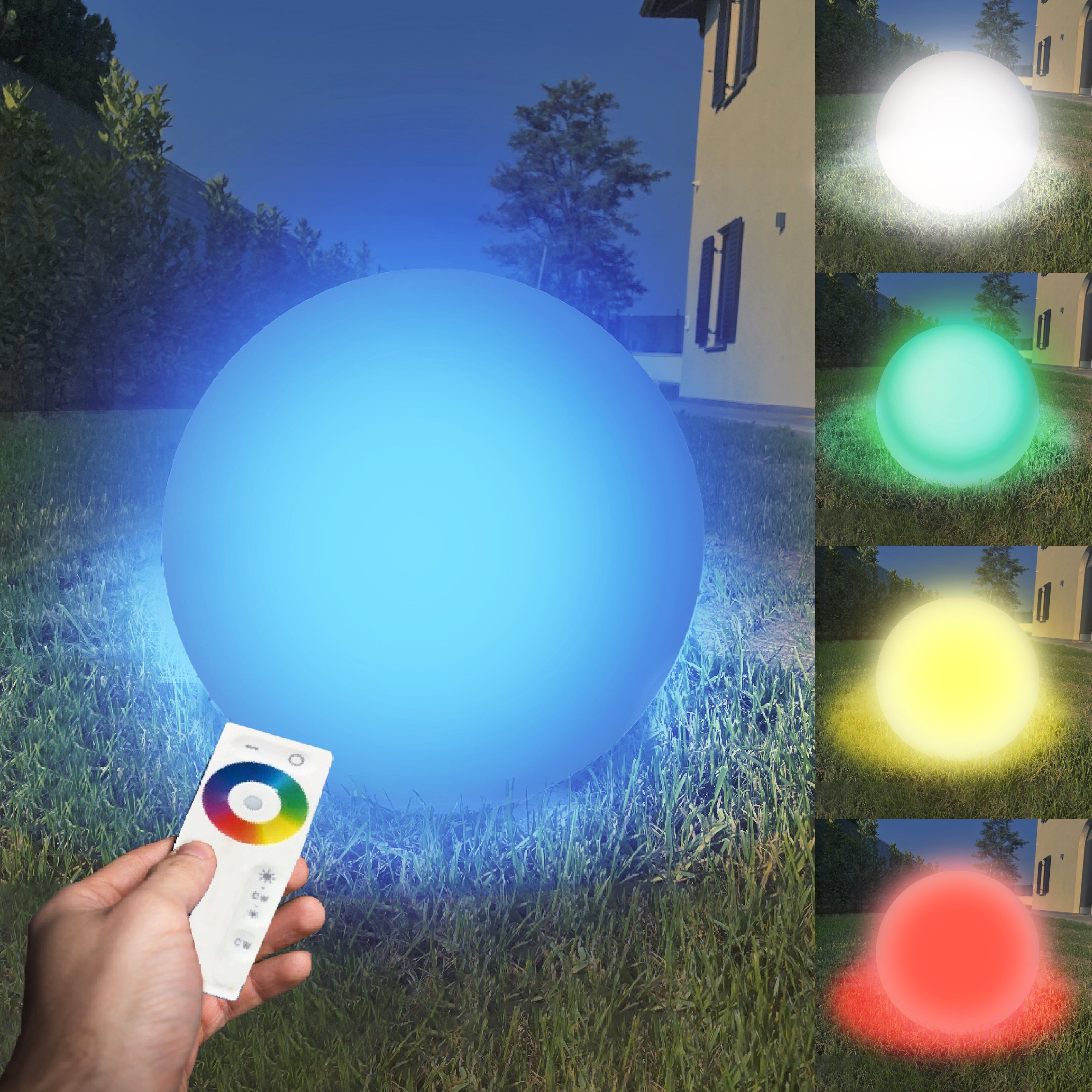 Lampada Sfera a Led RGB Cromoterapica Impermeabile Ricaricabile 35cm