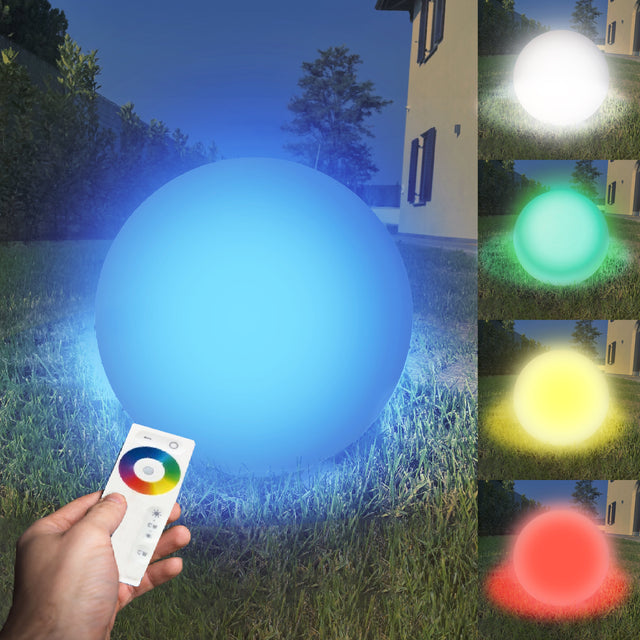Lampada Sfera a Led RGB Cromoterapica Impermeabile Ricaricabile 35cm