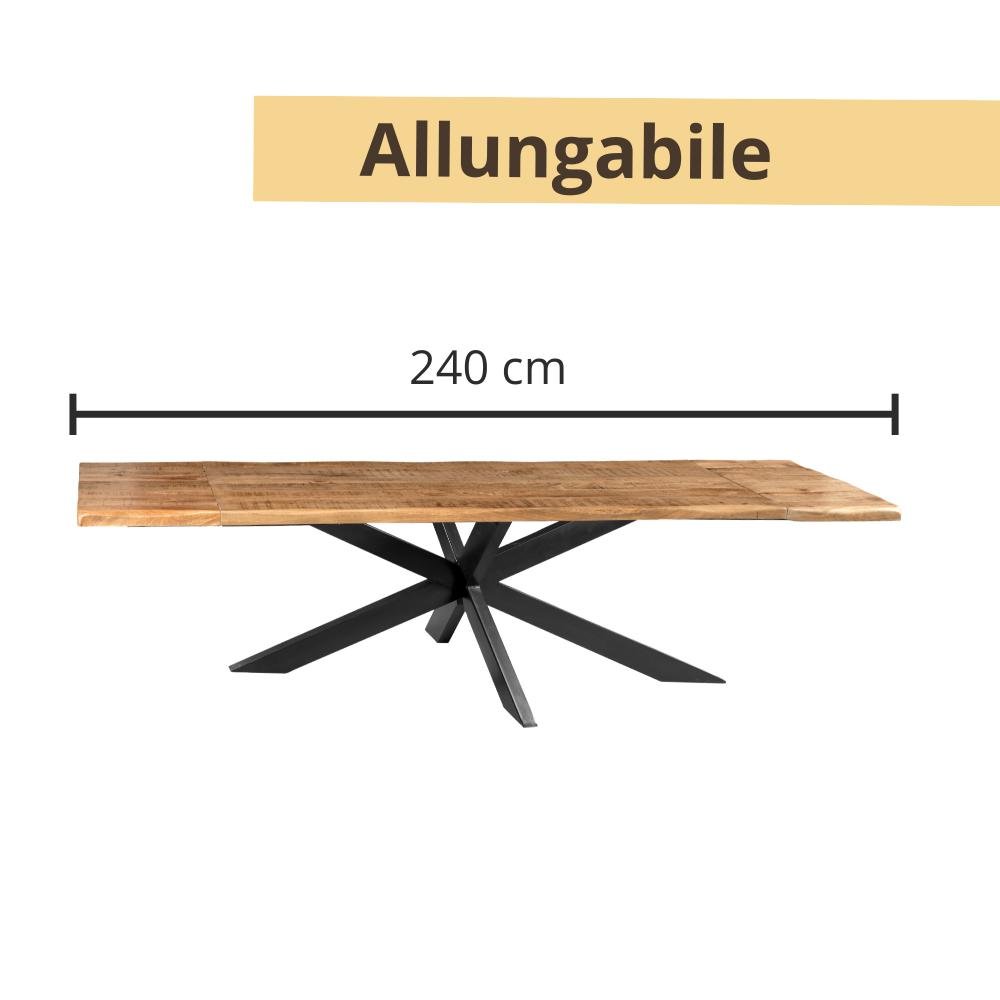 Tavolo Legno di Acacia Daytona 160x85 cm Allungabile a 240 cm