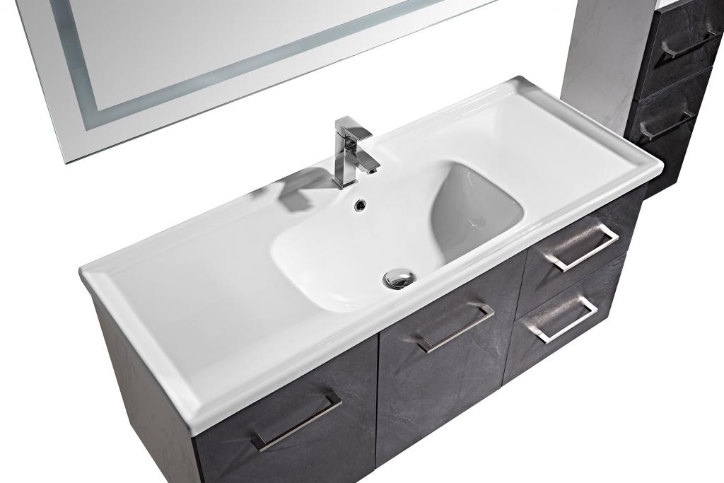 Mobile Arredo Bagno Kursal 104 cm Sospeso Nero Destro Moderno cod. 00001122