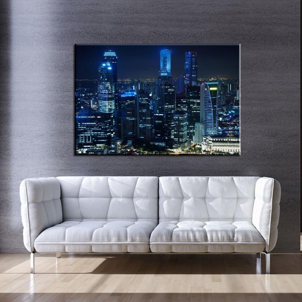 Stampa Quadro Canvas su Tela Retroilluminata con luce a LED Singapore N104  cod. 00003289