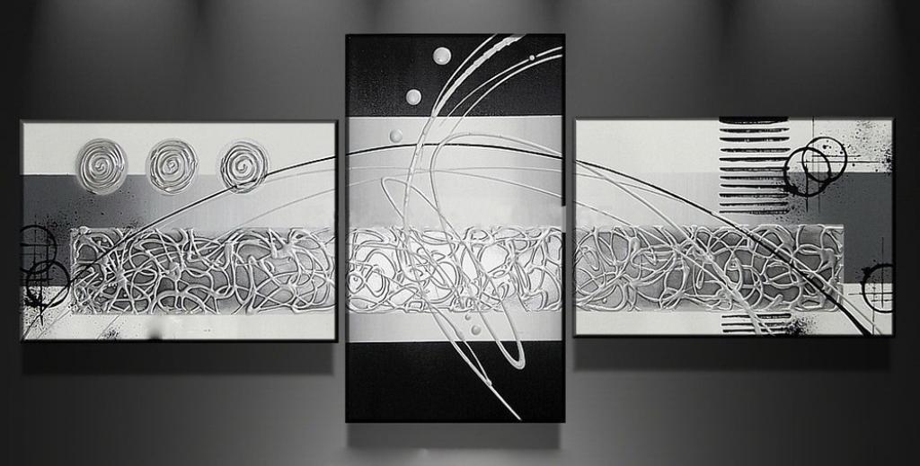 Quadro Moderno Dipinto a Mano su Tela Astratto a 3 Pannelli N56