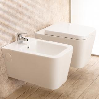 Arredo Bagno Sanitari Prezzi.Sanitari Bagno Sospesi Minimal Wc Con Seduta Bidet Di Design Moderno Cod 00000359