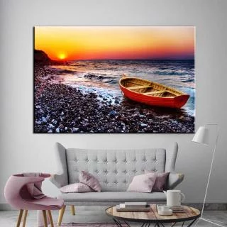 Stampa Quadro Canvas su Tela Retroilluminata con luce a LED Tramonto sul  mare N116 cod. 00003434